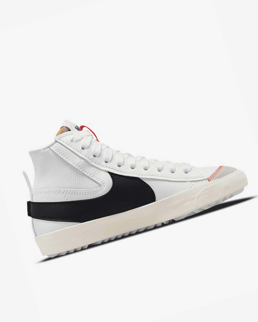 White / White / Black Men's Nike Blazer Mid '77 Jumbo Sneakers | UK4791