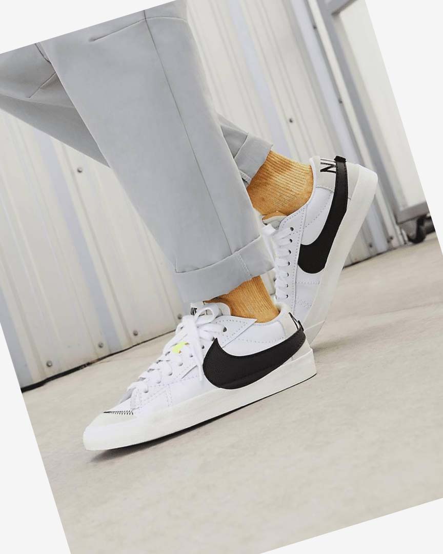 White / White / Black Men's Nike Blazer Low '77 Jumbo Sneakers | UK5019