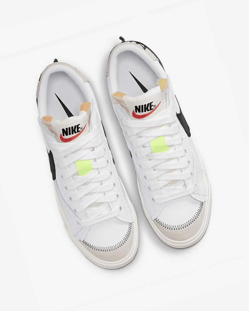 White / White / Black Men's Nike Blazer Low '77 Jumbo Sneakers | UK5019