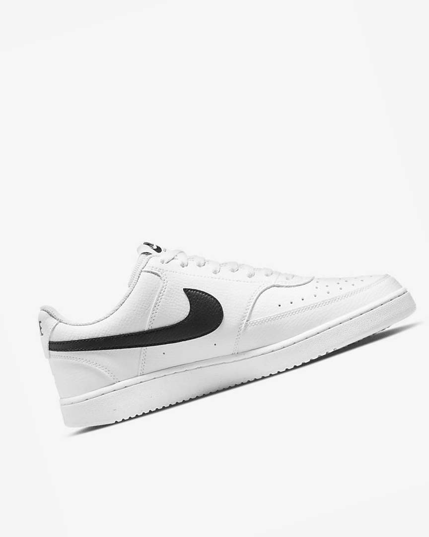 White / White / Black Men's Nike Court Vision Low Next Nature Sneakers | UK5320