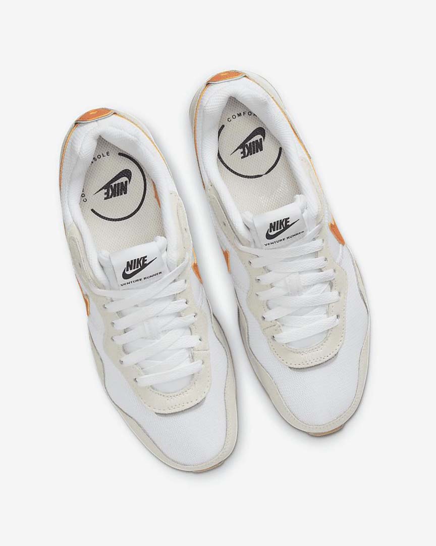 White / White / Black / Orange Women's Nike Venture Runner Sneakers | UK2249