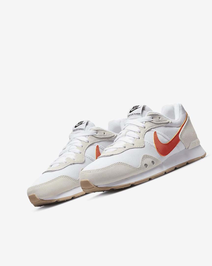 White / White / Black / Orange Women's Nike Venture Runner Sneakers | UK2249