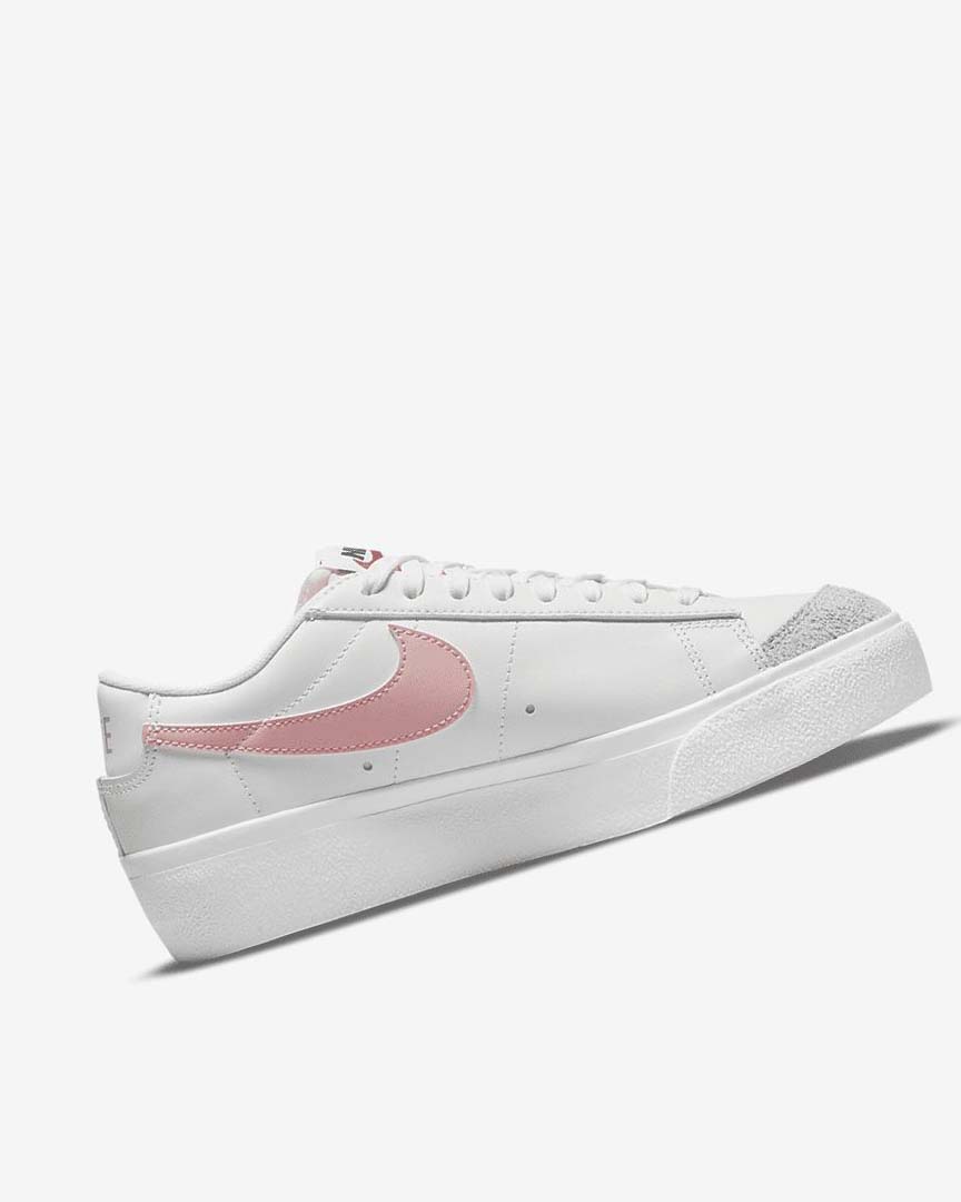 White / White / Black / Pink Women's Nike Blazer Low Platform Sneakers | UK2924