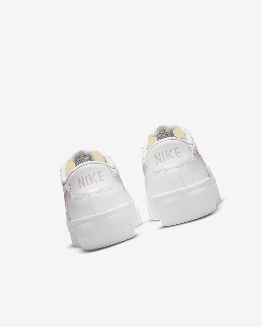 White / White / Black / Pink Women's Nike Blazer Low Platform Sneakers | UK2924