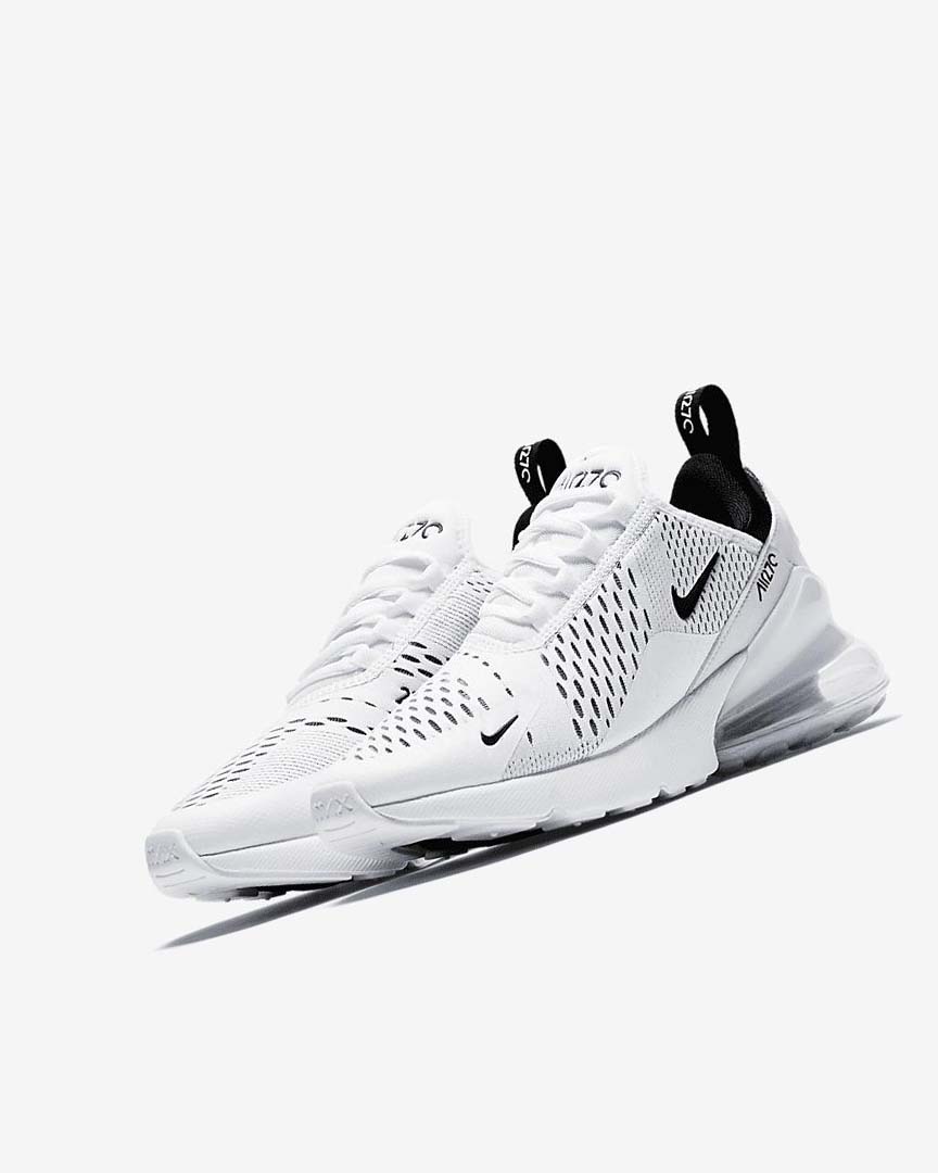 White / White / Black Women's Nike Air Max 270 Casual Shoes | UK5044