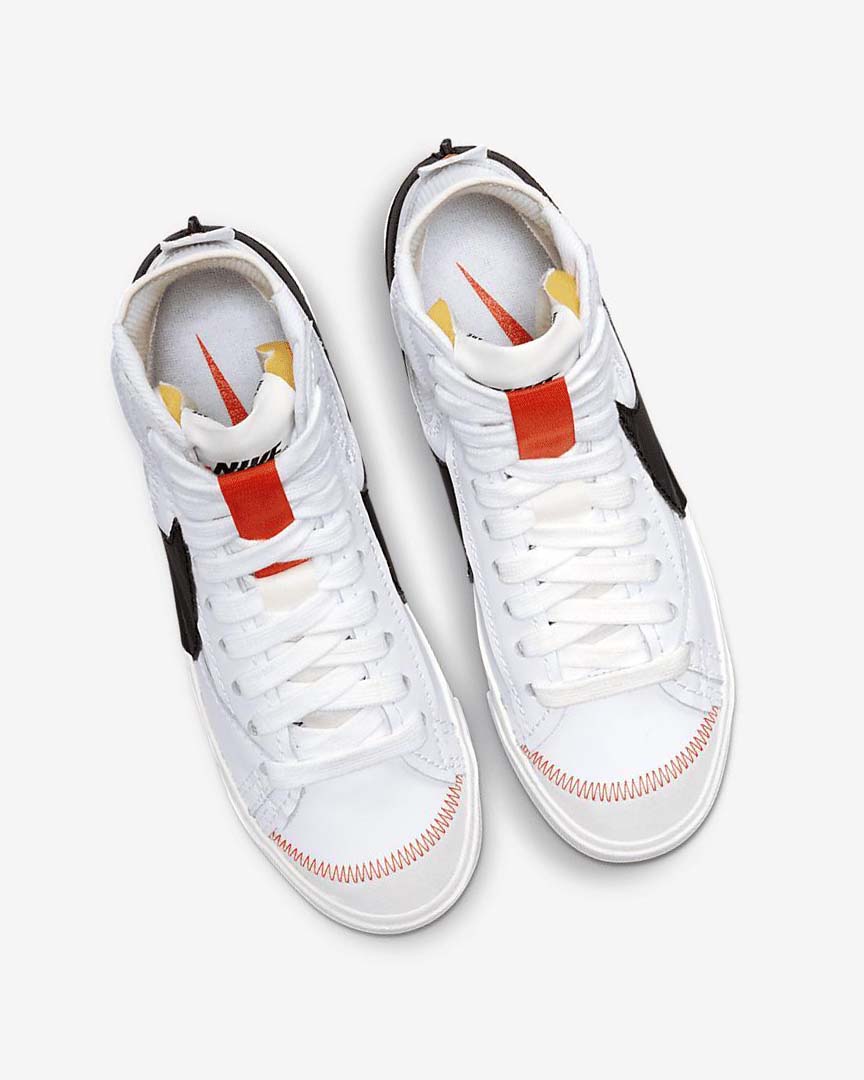 White / White / Black Women's Nike Blazer Mid '77 Jumbo Sneakers | UK2485