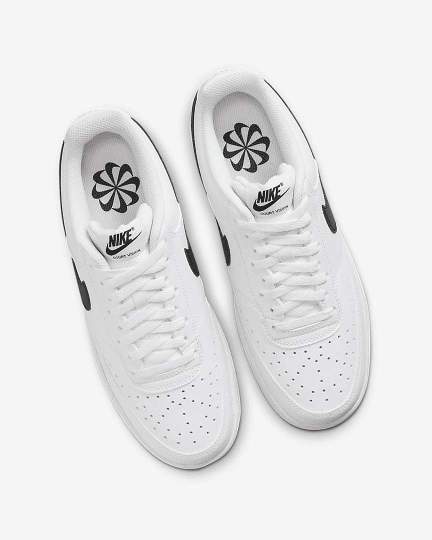 White / White / Black Women's Nike Court Vision Low Next Nature Sneakers | UK5582