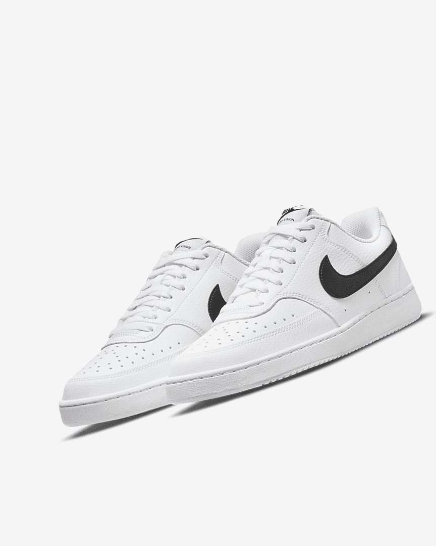 White / White / Black Women's Nike Court Vision Low Next Nature Sneakers | UK5582