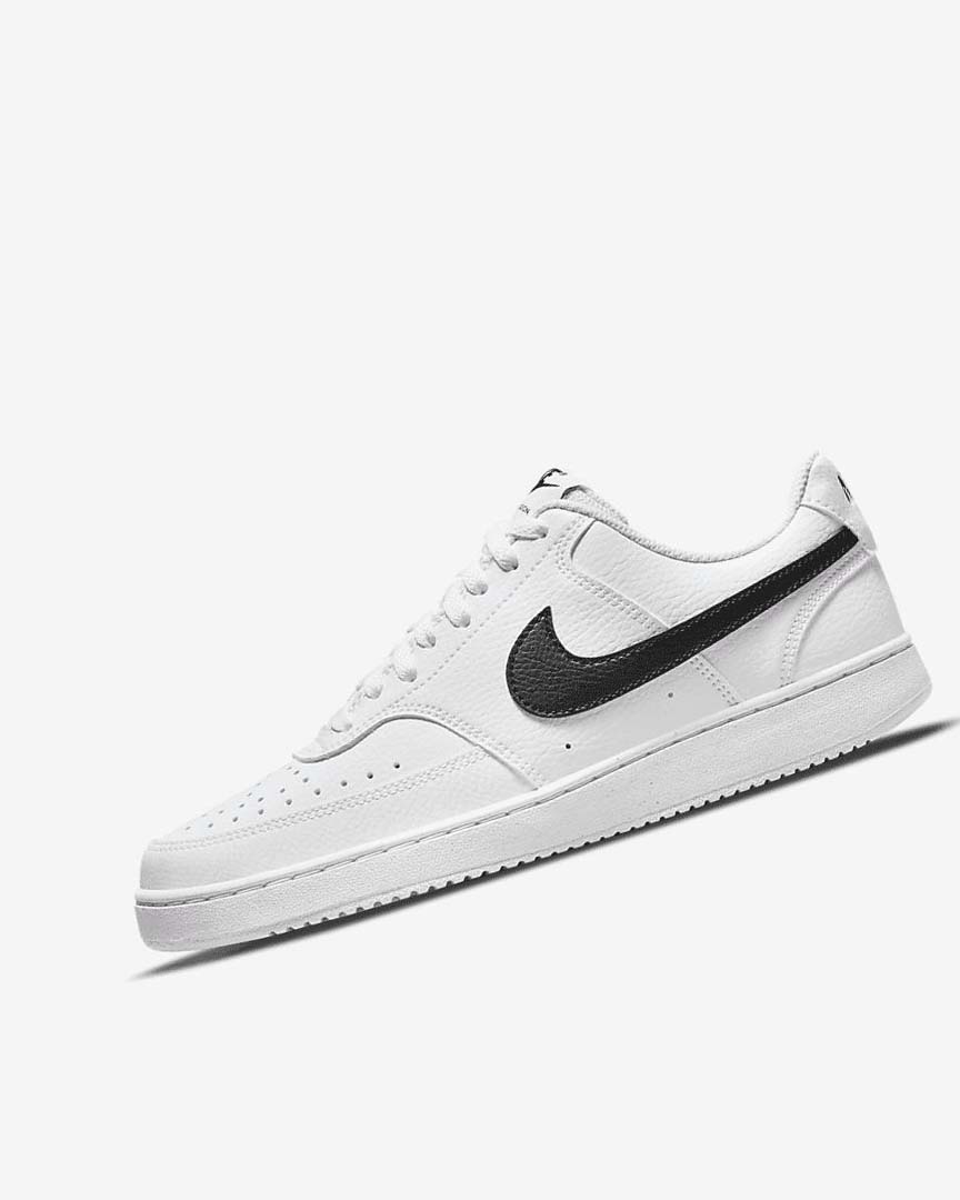 White / White / Black Women\'s Nike Court Vision Low Next Nature Sneakers | UK5582