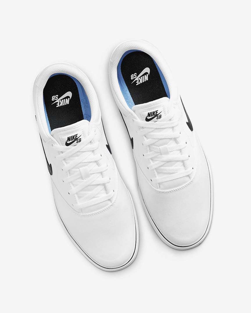 White / White / Black Women's Nike SB Chron 2 Canvas Skate Shoes | UK4591