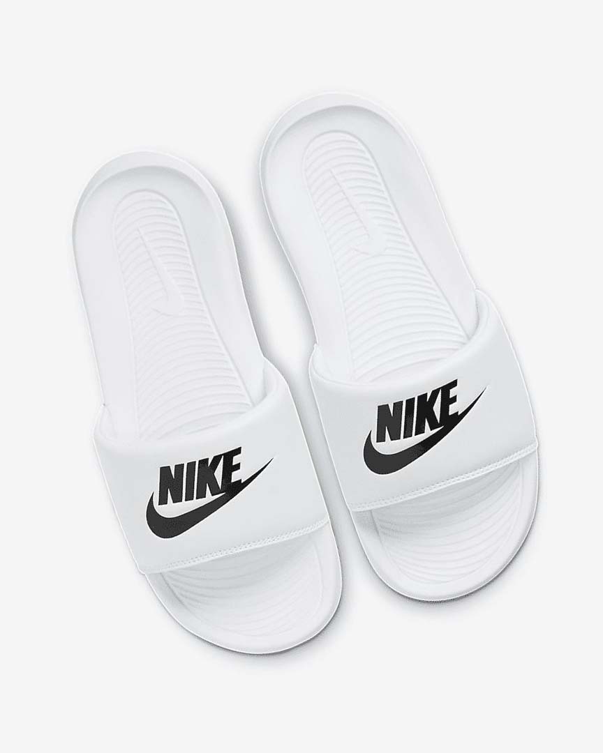 White / White / Black Women's Nike Victori One Slides | UK4760