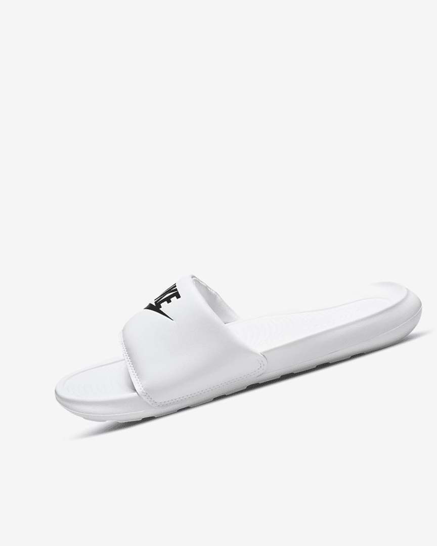 White / White / Black Women\'s Nike Victori One Slides | UK4760