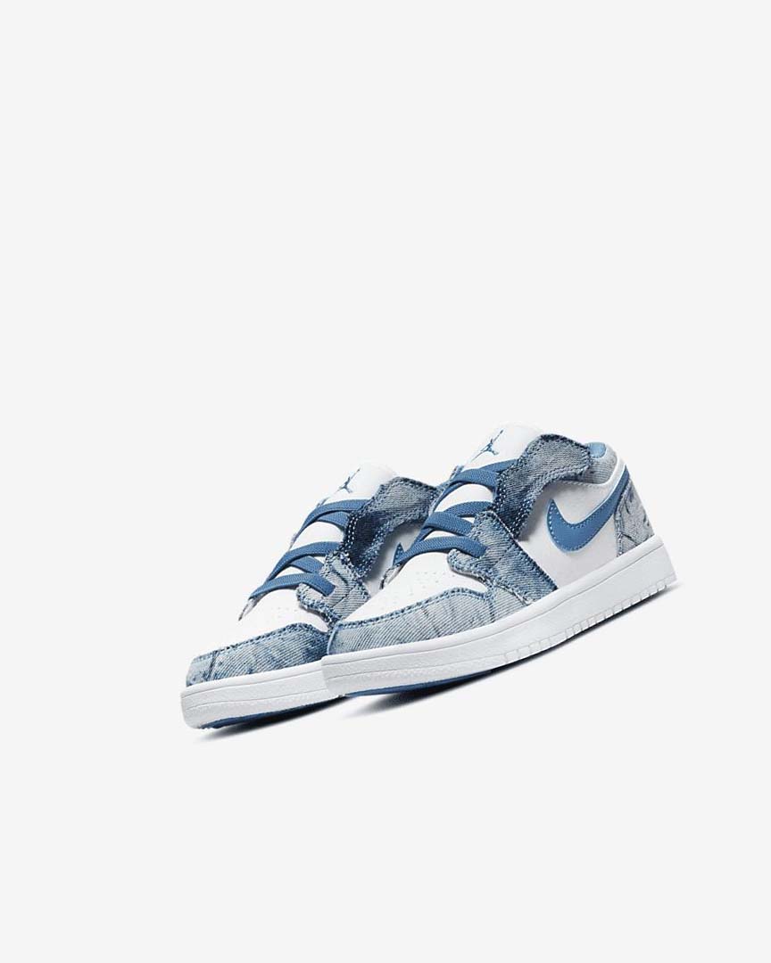 White / White / Blue Boys' Nike Jordan 1 Low Alt Shoes | UK2974