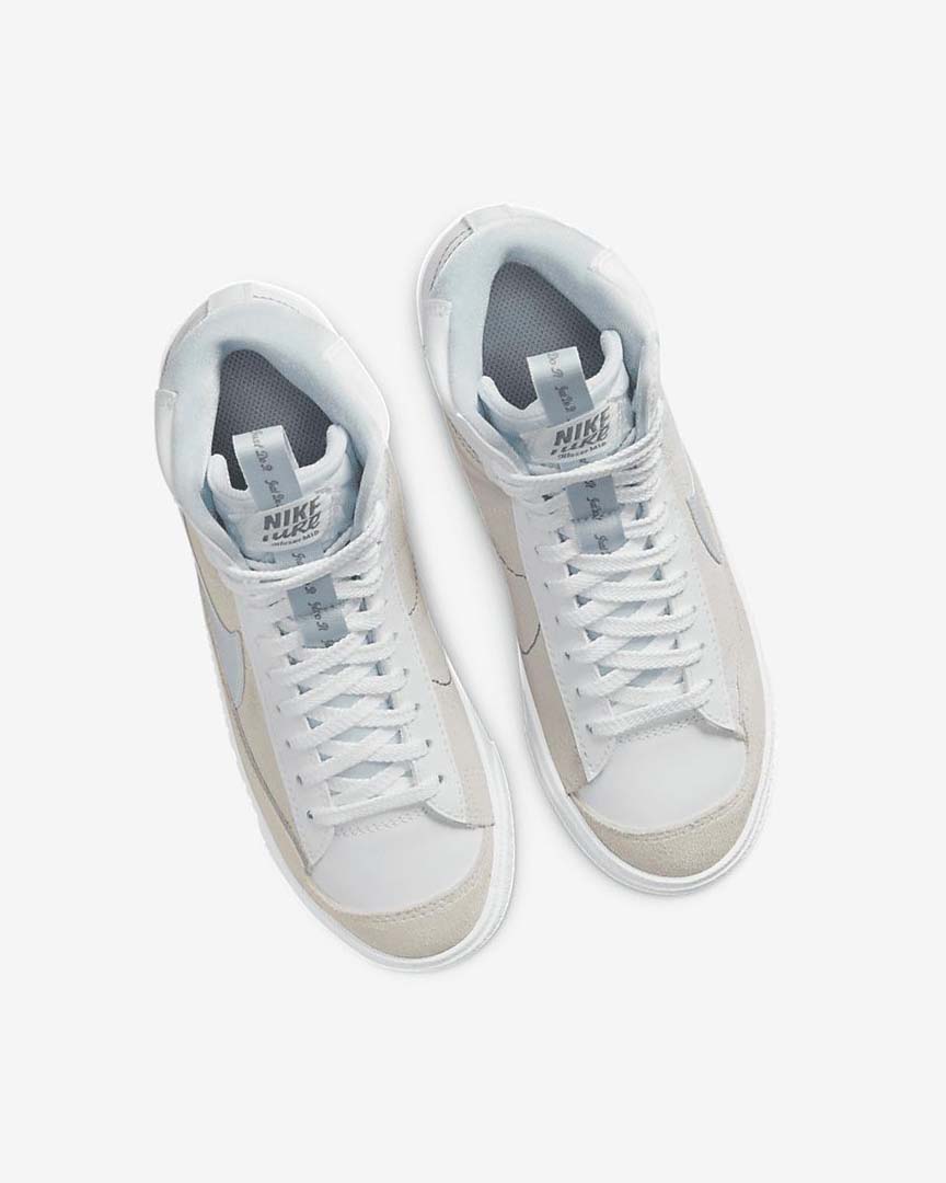 White / White / Blue Grey Boys' Nike Blazer Mid '77 SE Dance Sneakers | UK5104