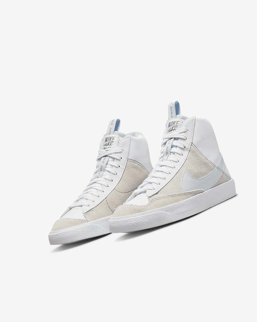 White / White / Blue Grey Boys' Nike Blazer Mid '77 SE Dance Sneakers | UK5104