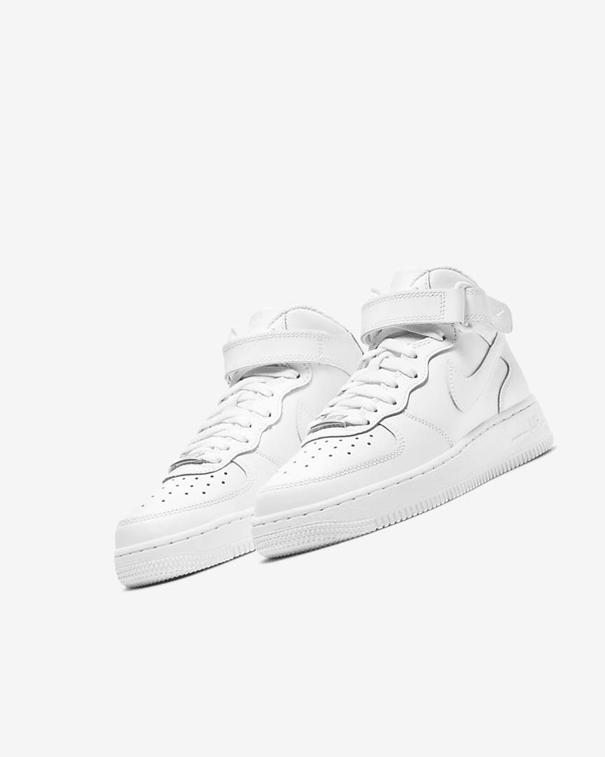 White / White Boys' Nike Air Force 1 Mid LE Sneakers | UK3220