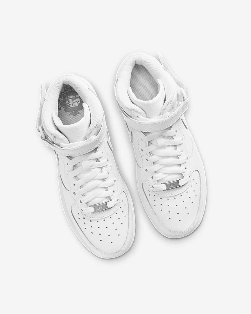 White / White Girls' Nike Air Force 1 Mid LE Sneakers | UK3114