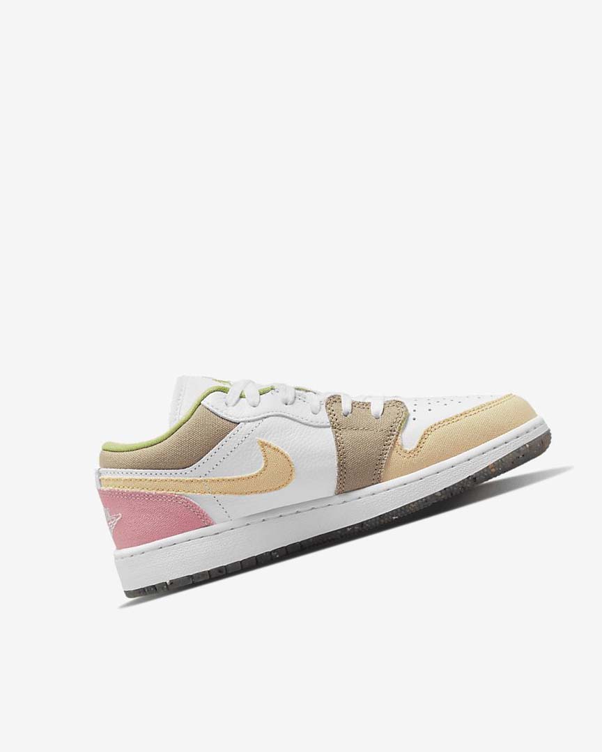 White / White / Green Girls' Nike Air Jordan 1 Low SE Sneakers | UK4650