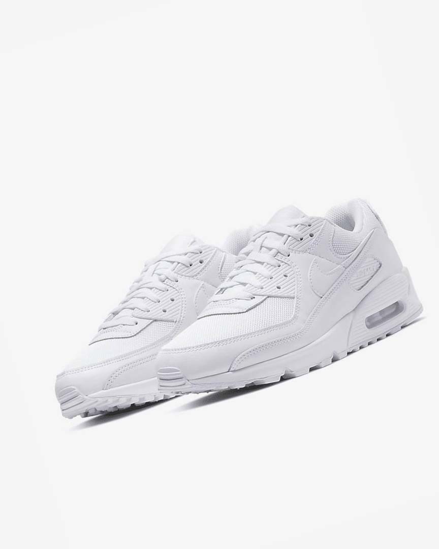 White / White / Grey / White Men's Nike Air Max 90 Casual Shoes | UK2968