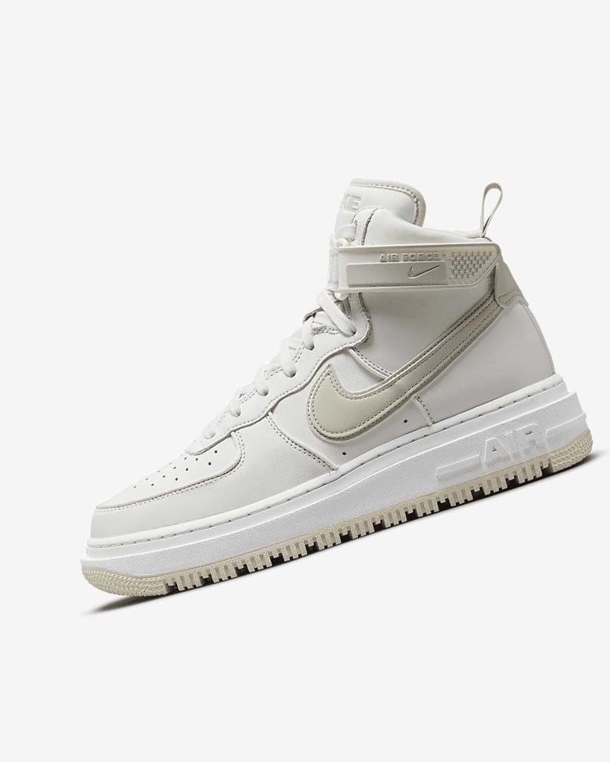 White / White / Light Beige Men\'s Nike Air Force 1 Boots | UK2930