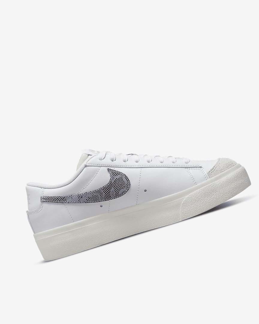 White / White / Light Blue Women's Nike Blazer Low Platform Sneakers | UK5427