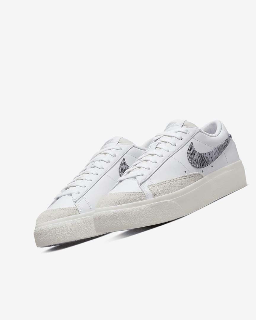 White / White / Light Blue Women's Nike Blazer Low Platform Sneakers | UK5427