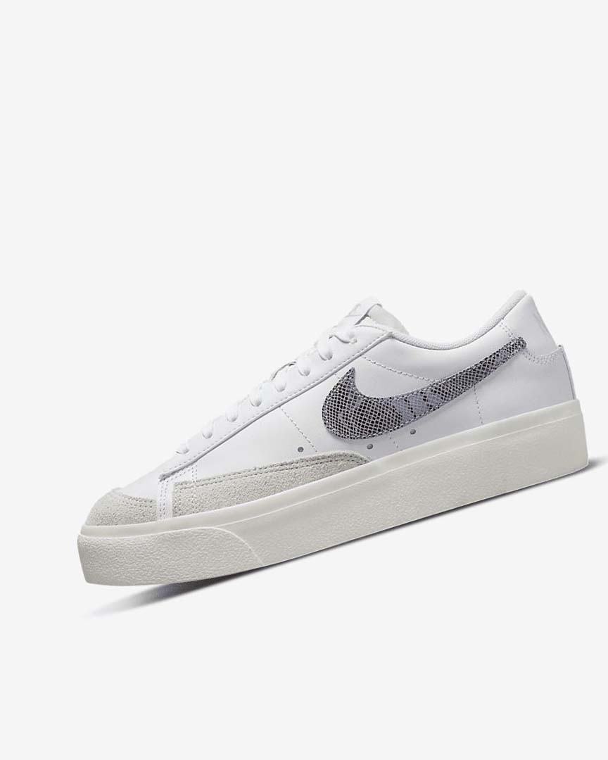 White / White / Light Blue Women\'s Nike Blazer Low Platform Sneakers | UK5427