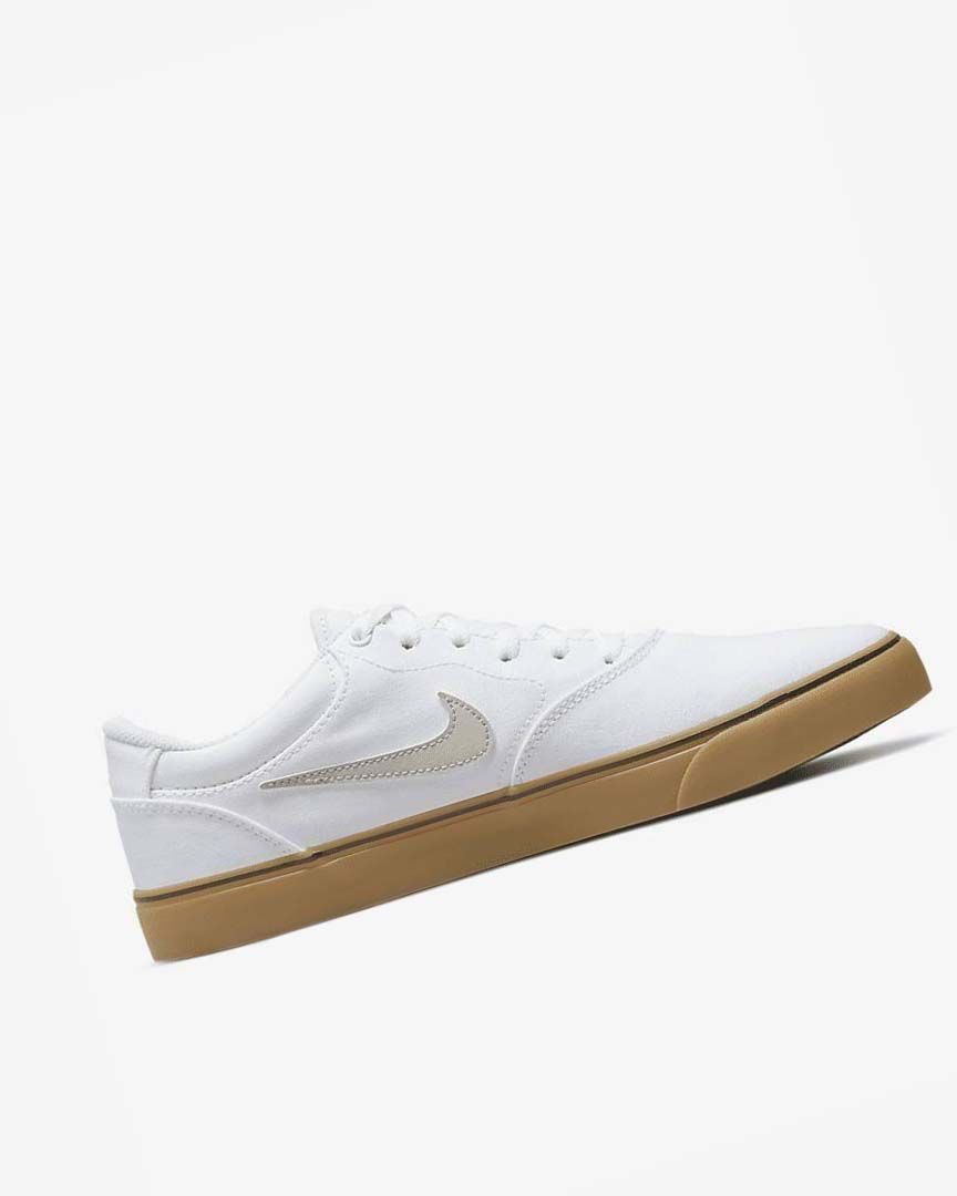 White / White / Light Brown / Light Beige Men's Nike SB Chron 2 Canvas Skate Shoes | UK2688