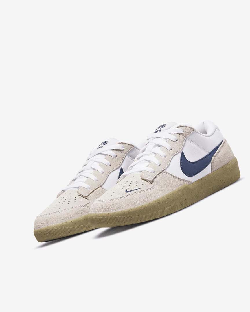 White / White / Light Brown / Navy Women's Nike SB Force 58 Skate Shoes | UK5178