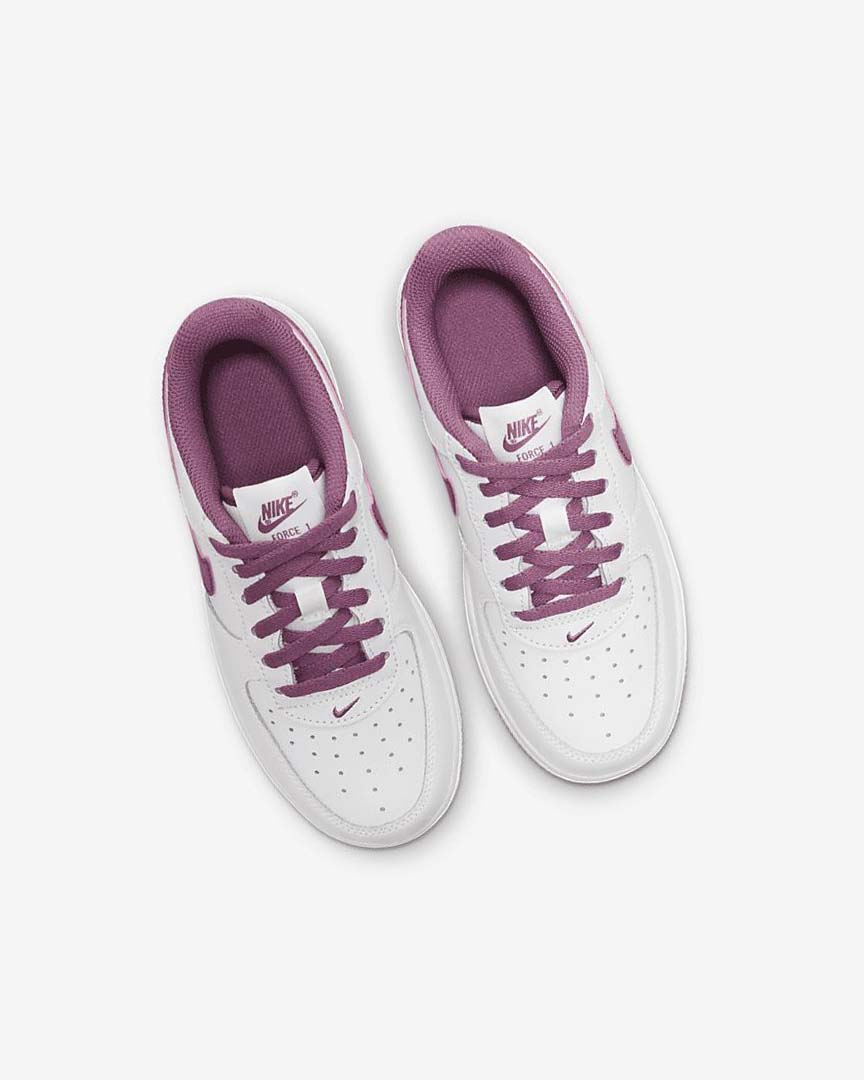 White / White / Light Burgundy Boys' Nike Force 1 '06 Shoes | UK5353