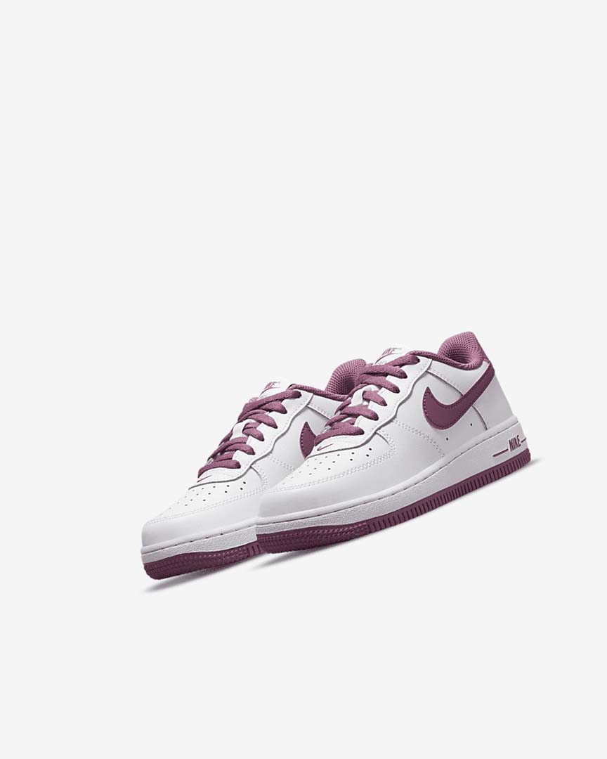 White / White / Light Burgundy Girls' Nike Force 1 '06 Shoes | UK2329