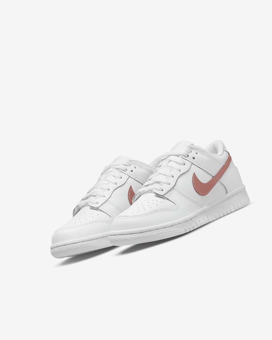 White / White / Metal Red Brown Girls' Nike Dunk Low Sneakers | UK2752