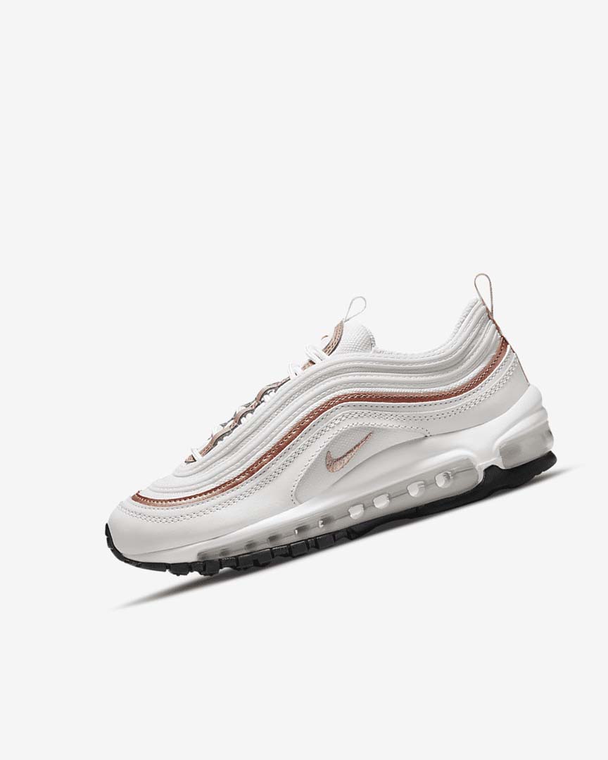 White / White / Metal Red Brown Girls\' Nike Air Max 97 Casual Shoes | UK4992