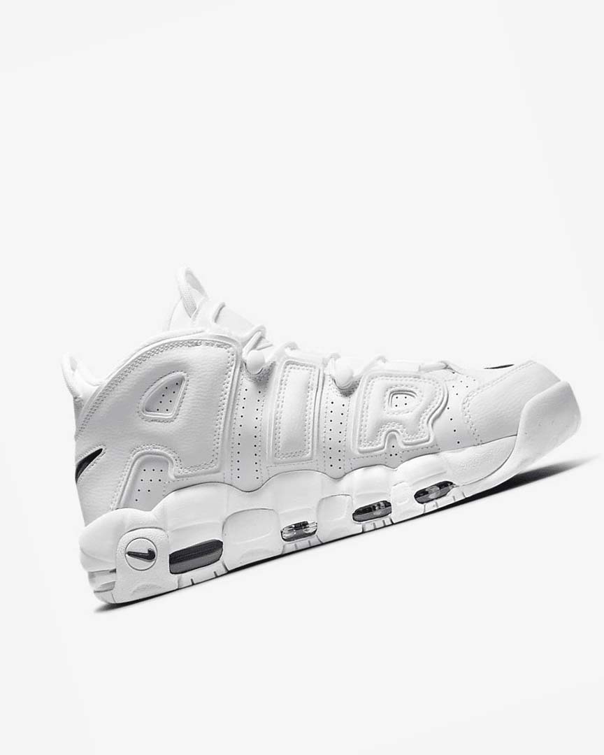 White / White / Navy Men's Nike Air More Uptempo '96 Basketball Shoes | UK3262