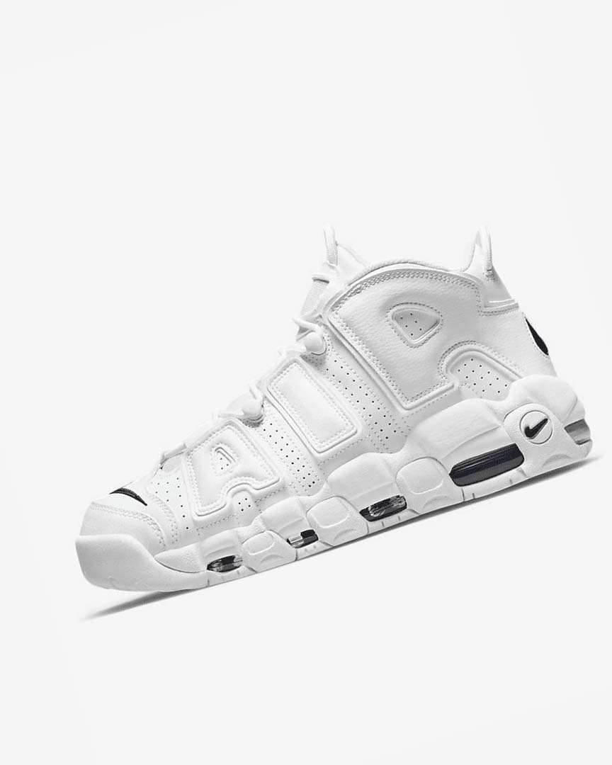 White / White / Navy Men\'s Nike Air More Uptempo \'96 Basketball Shoes | UK3262