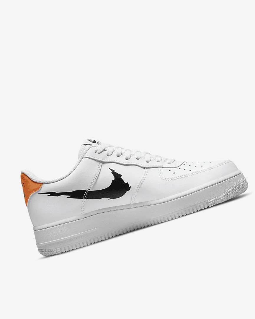 White / White / Orange / Black Men's Nike Air Force 1 '07 Sneakers | UK2423