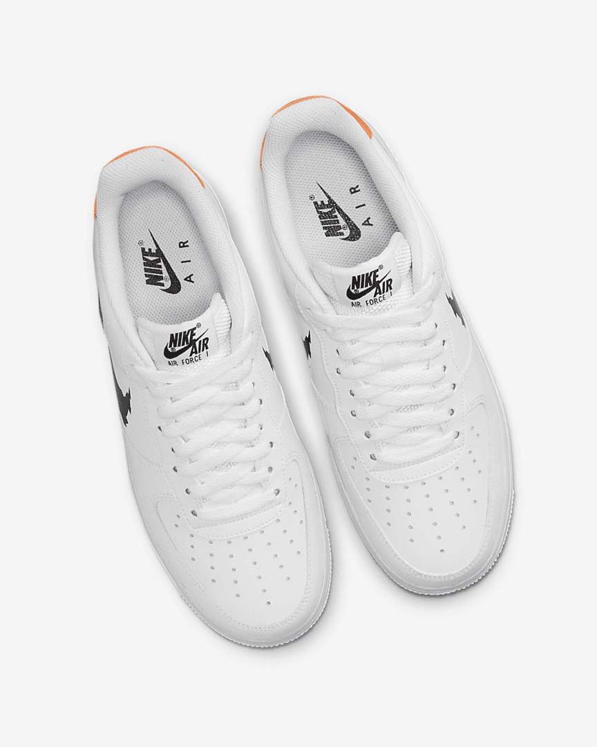 White / White / Orange / Black Men's Nike Air Force 1 '07 Sneakers | UK2423