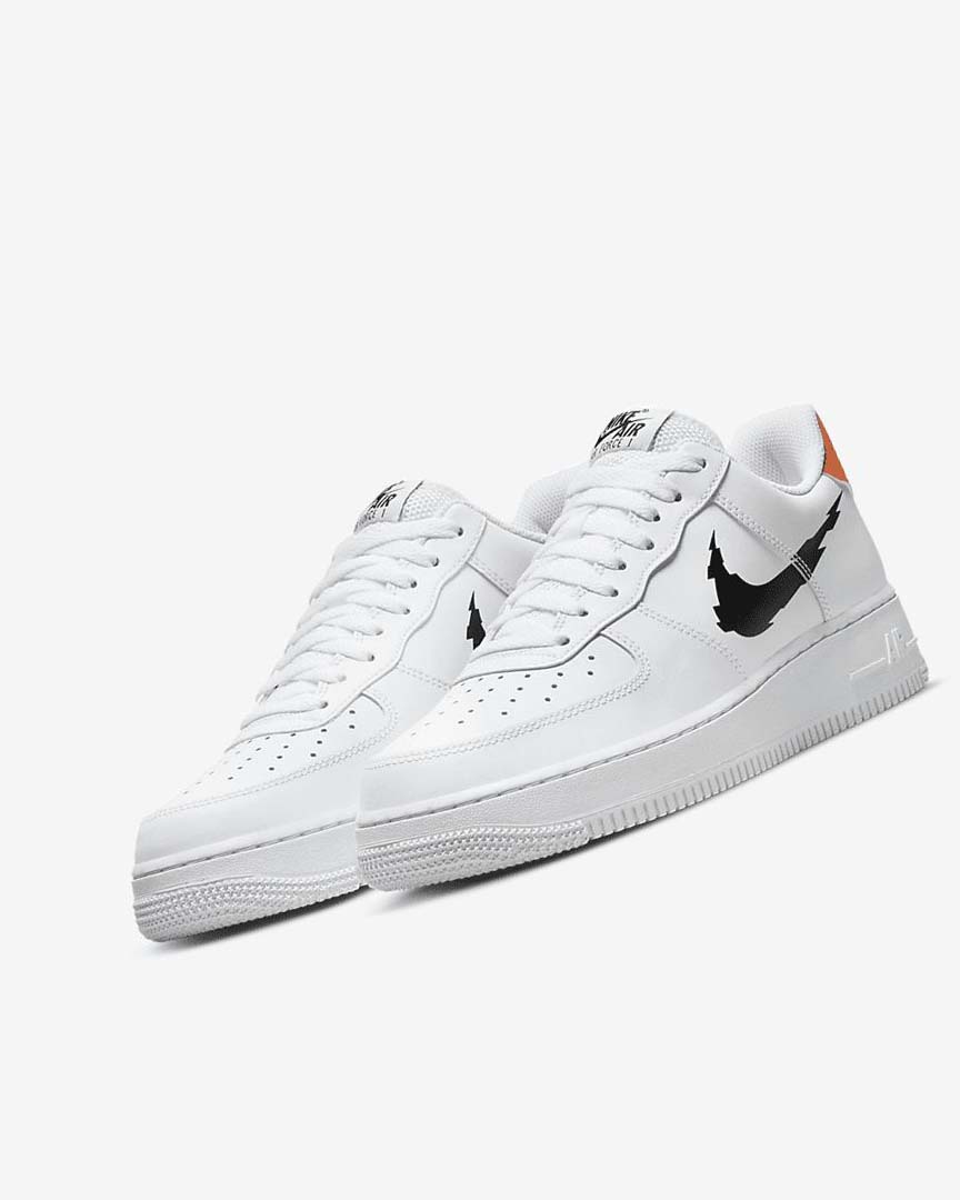 White / White / Orange / Black Men's Nike Air Force 1 '07 Sneakers | UK2423