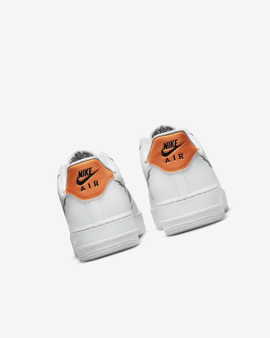 White / White / Orange / Black Men's Nike Air Force 1 '07 Sneakers | UK2423