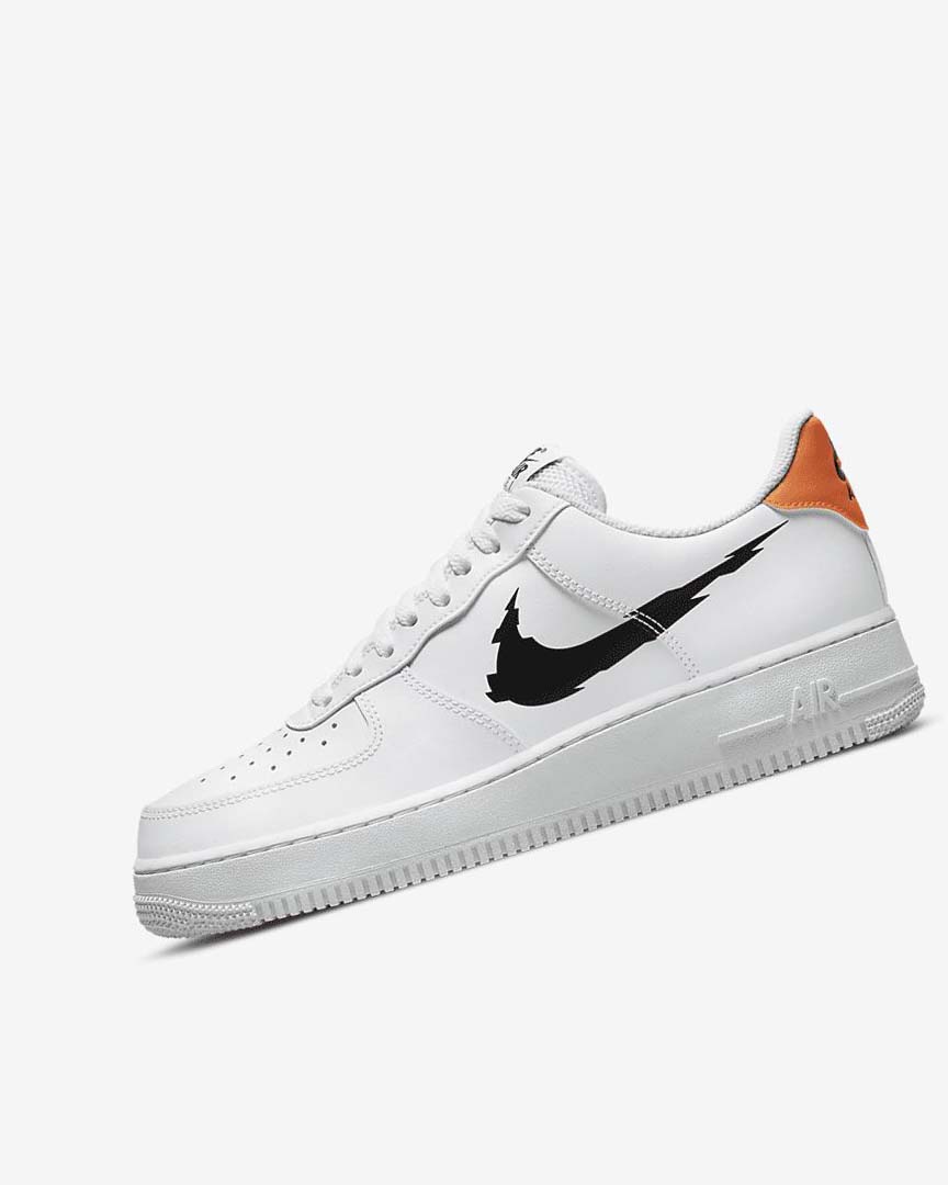 White / White / Orange / Black Men\'s Nike Air Force 1 \'07 Sneakers | UK2423