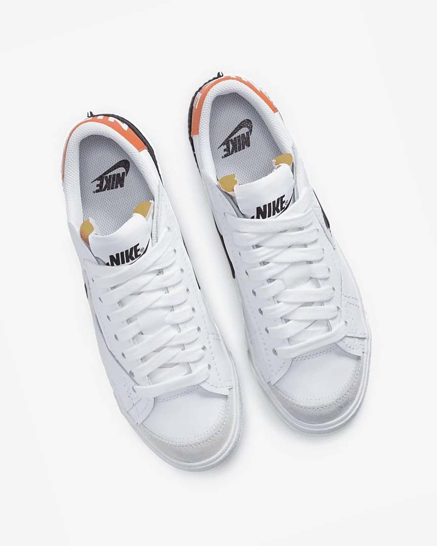 White / White / Orange / Black Men's Nike Blazer Low '77 Jumbo Sneakers | UK5209