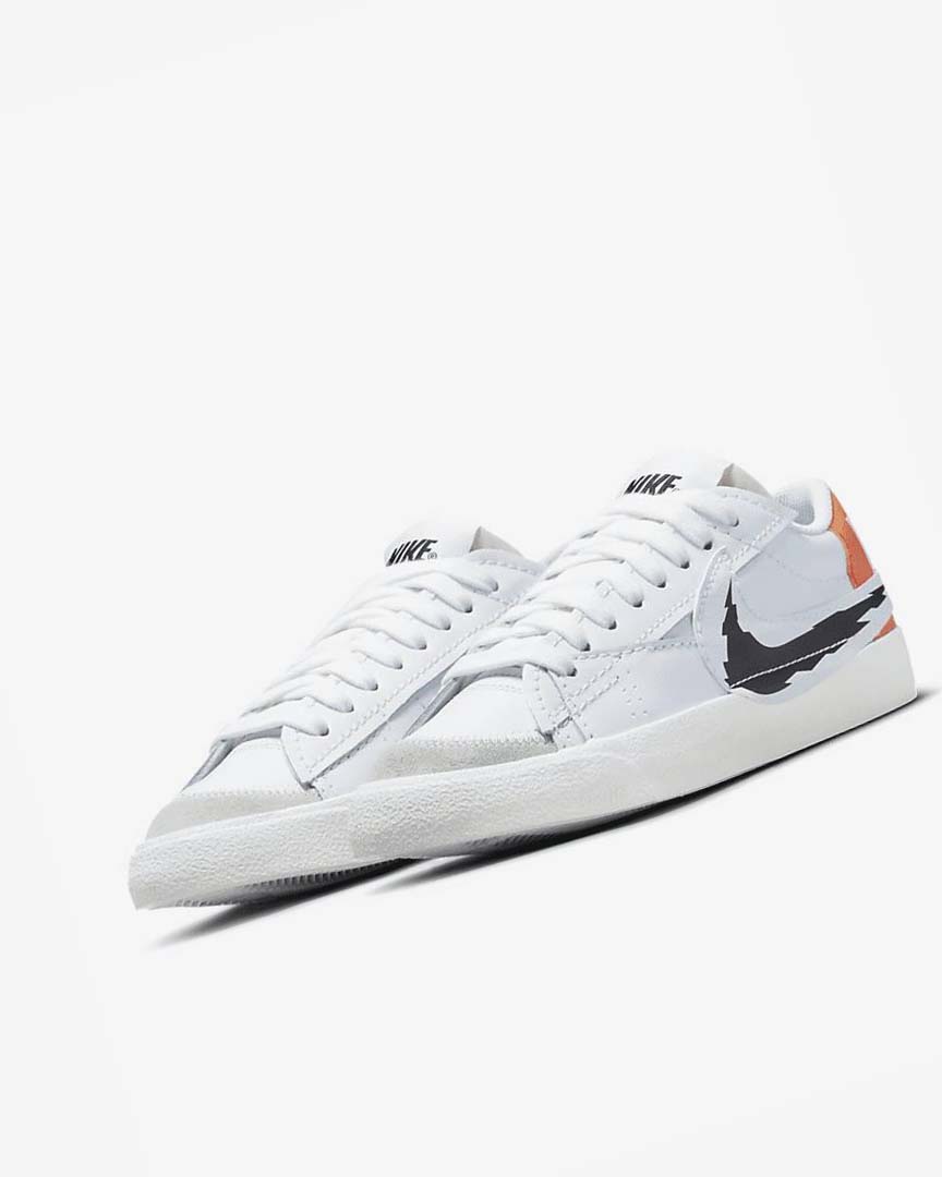 White / White / Orange / Black Men's Nike Blazer Low '77 Jumbo Sneakers | UK5209