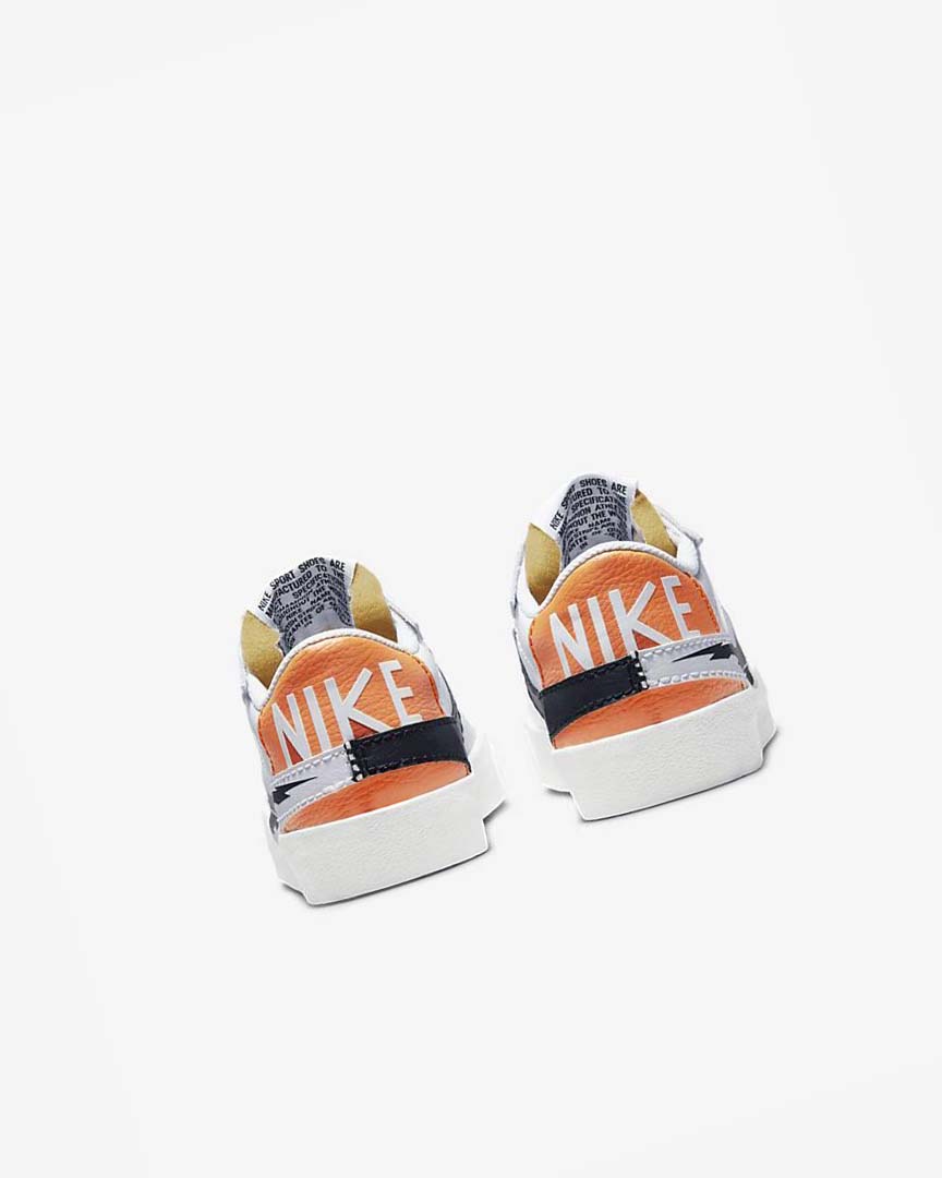 White / White / Orange / Black Men's Nike Blazer Low '77 Jumbo Sneakers | UK5209