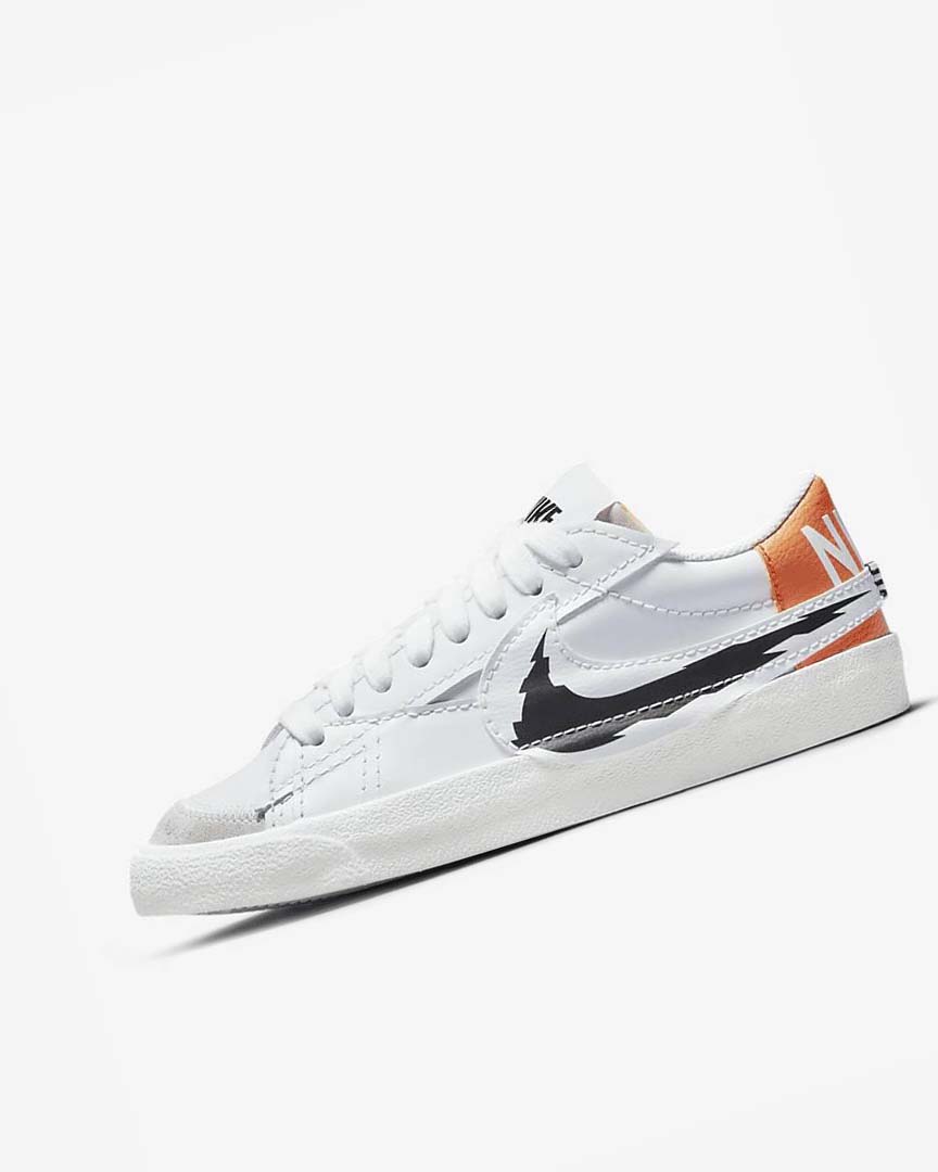 White / White / Orange / Black Men\'s Nike Blazer Low \'77 Jumbo Sneakers | UK5209