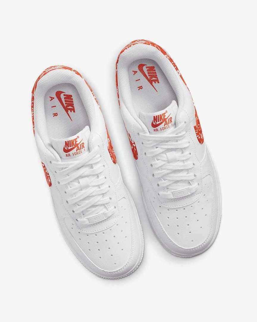 White / White / Orange Women's Nike Air Force 1 '07 Sneakers | UK4757