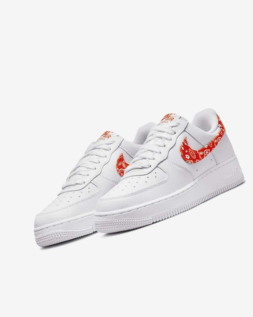 White / White / Orange Women's Nike Air Force 1 '07 Sneakers | UK4757