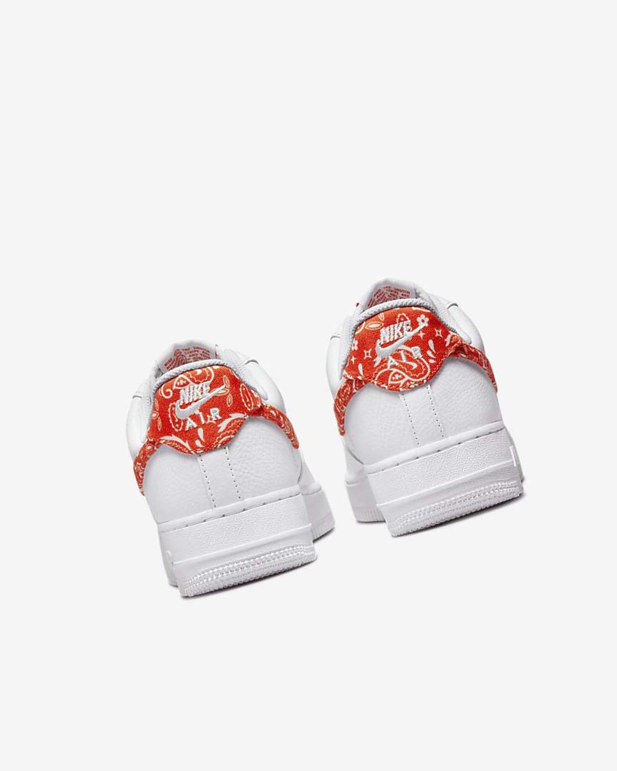 White / White / Orange Women's Nike Air Force 1 '07 Sneakers | UK4757