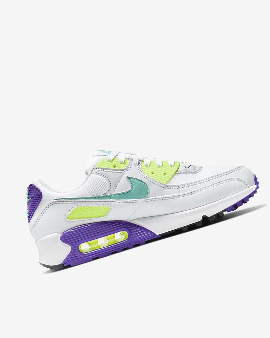 White / White / Platinum / Turquoise Women's Nike Air Max 90 Casual Shoes | UK4845