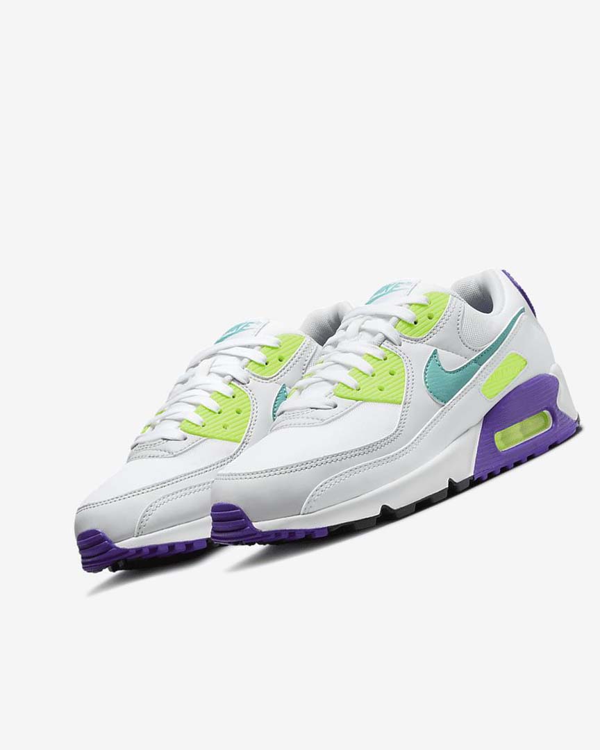 White / White / Platinum / Turquoise Women's Nike Air Max 90 Casual Shoes | UK4845