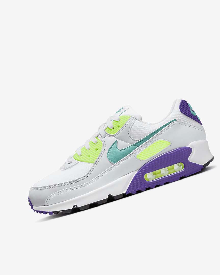 White / White / Platinum / Turquoise Women\'s Nike Air Max 90 Casual Shoes | UK4845